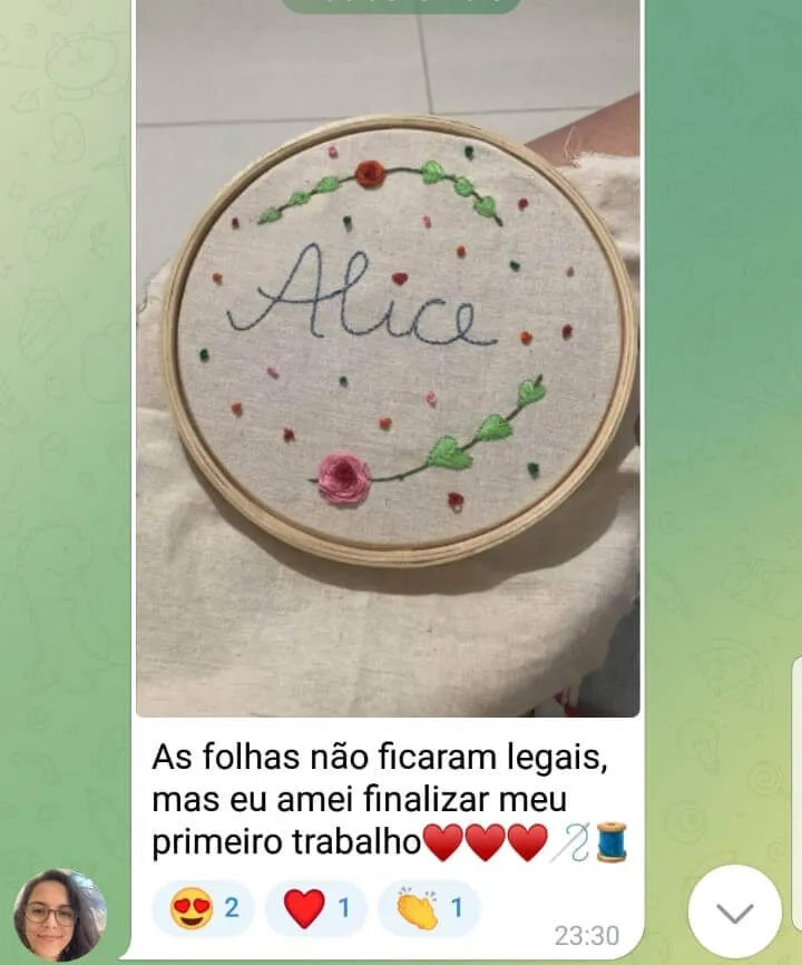 Bordado feito por Mariana Souza