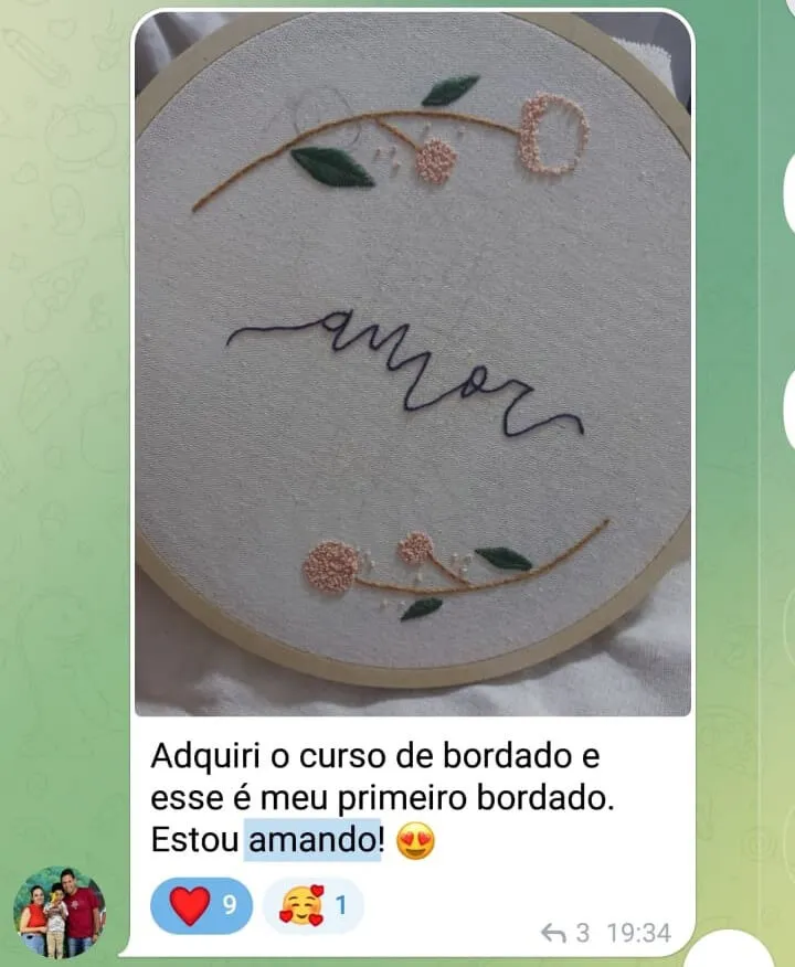 Bordado feito por Camila Ribeiro