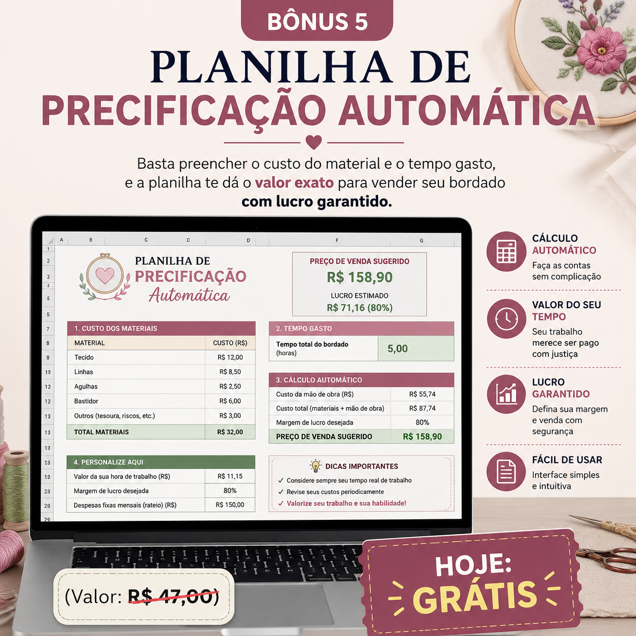 Bônus 5: Planilha de Precificação Automática